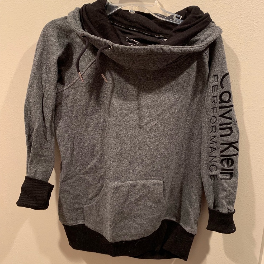 gray calvin clein funnel neck sweatshirt